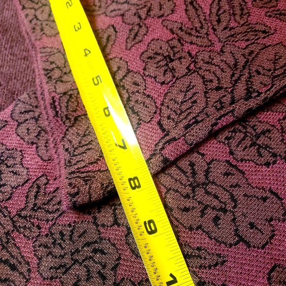 Soft Suroundings coat knit Large button snap bell sleeve maroon black roses - Picture 12 of 15